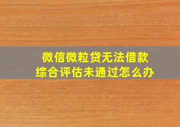 微信微粒贷无法借款综合评估未通过怎么办