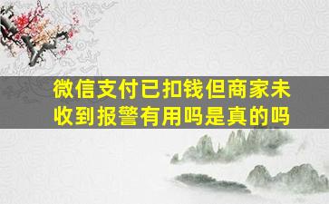 微信支付已扣钱但商家未收到报警有用吗是真的吗