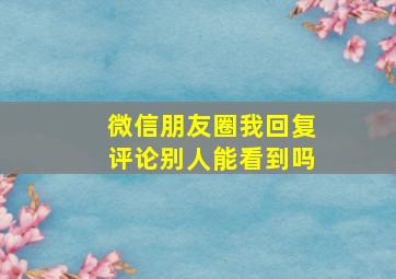 微信朋友圈我回复评论别人能看到吗