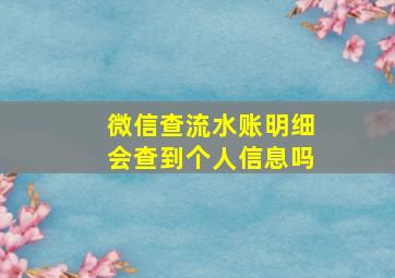 微信查流水账明细会查到个人信息吗