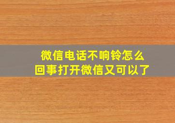 微信电话不响铃怎么回事打开微信又可以了