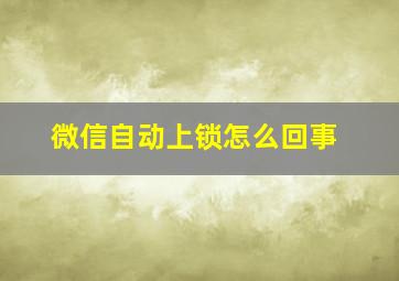 微信自动上锁怎么回事