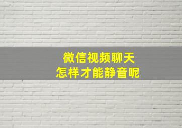 微信视频聊天怎样才能静音呢