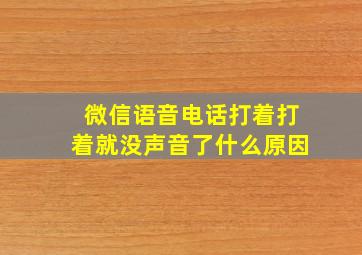 微信语音电话打着打着就没声音了什么原因