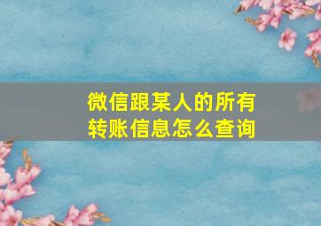 微信跟某人的所有转账信息怎么查询