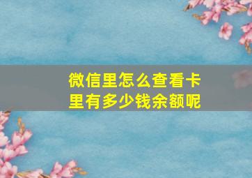 微信里怎么查看卡里有多少钱余额呢