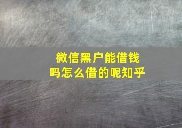 微信黑户能借钱吗怎么借的呢知乎