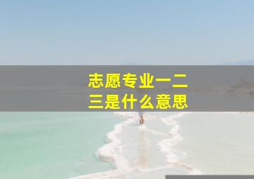 志愿专业一二三是什么意思