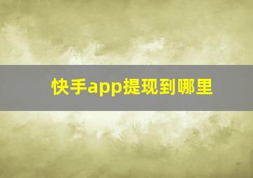 快手app提现到哪里