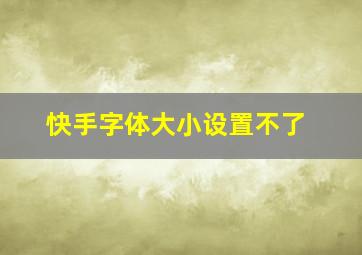 快手字体大小设置不了