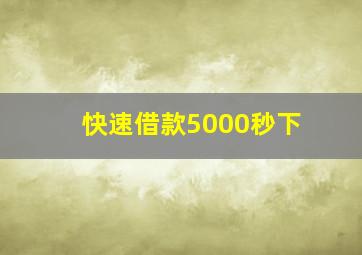 快速借款5000秒下