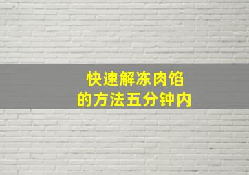 快速解冻肉馅的方法五分钟内