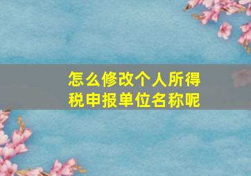 怎么修改个人所得税申报单位名称呢