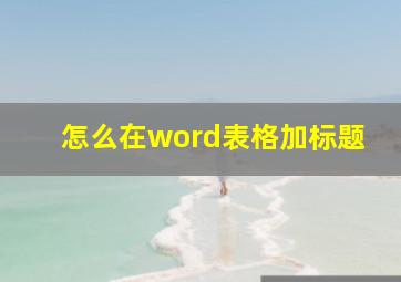 怎么在word表格加标题