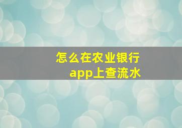 怎么在农业银行app上查流水