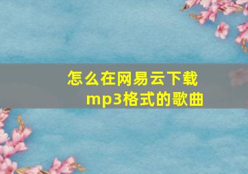 怎么在网易云下载mp3格式的歌曲