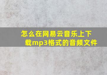 怎么在网易云音乐上下载mp3格式的音频文件