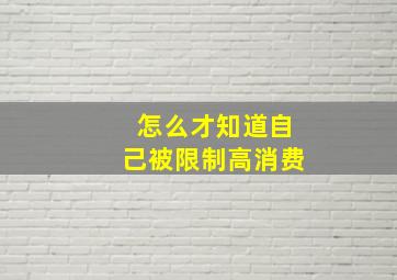 怎么才知道自己被限制高消费