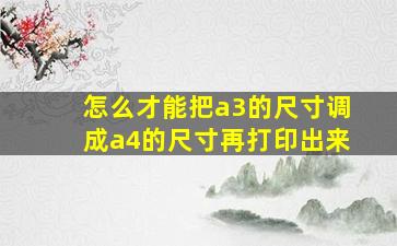 怎么才能把a3的尺寸调成a4的尺寸再打印出来