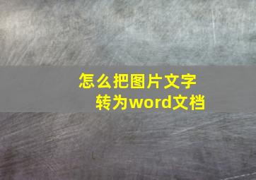 怎么把图片文字转为word文档