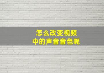 怎么改变视频中的声音音色呢