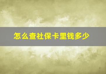 怎么查社保卡里钱多少