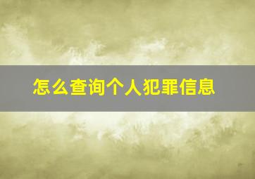 怎么查询个人犯罪信息