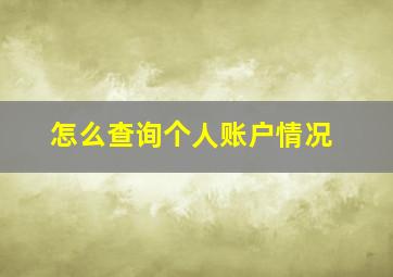 怎么查询个人账户情况