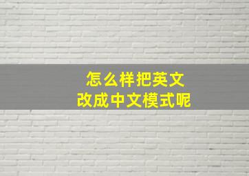 怎么样把英文改成中文模式呢