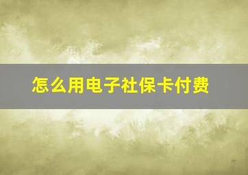 怎么用电子社保卡付费