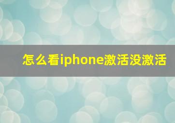 怎么看iphone激活没激活