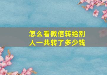 怎么看微信转给别人一共转了多少钱