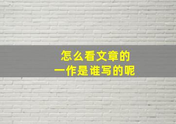 怎么看文章的一作是谁写的呢