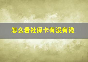 怎么看社保卡有没有钱