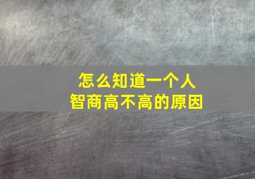 怎么知道一个人智商高不高的原因