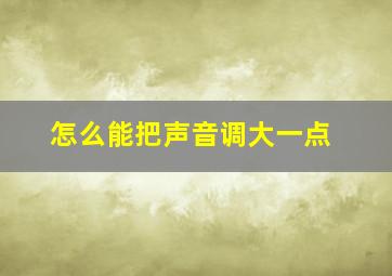 怎么能把声音调大一点