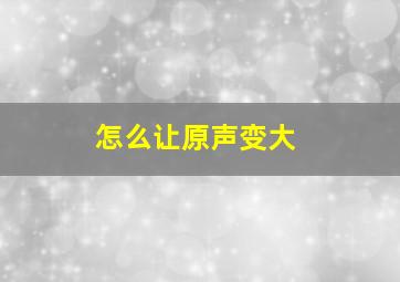 怎么让原声变大