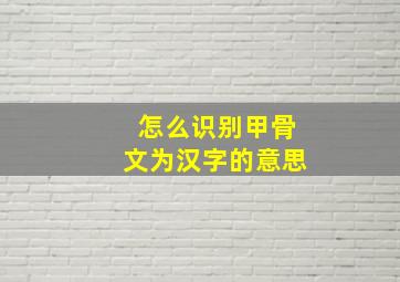 怎么识别甲骨文为汉字的意思