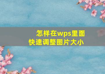 怎样在wps里面快速调整图片大小