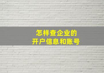 怎样查企业的开户信息和账号