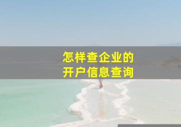 怎样查企业的开户信息查询