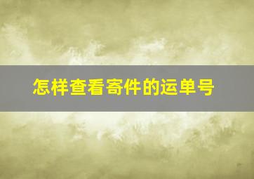 怎样查看寄件的运单号