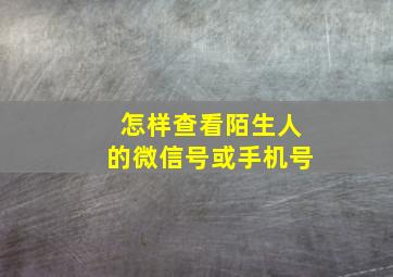 怎样查看陌生人的微信号或手机号