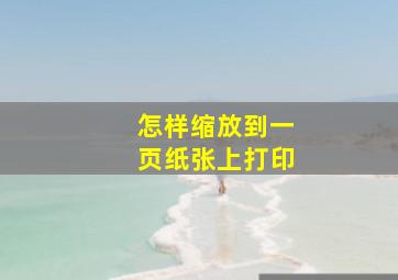 怎样缩放到一页纸张上打印