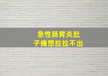 急性肠胃炎肚子痛想拉拉不出