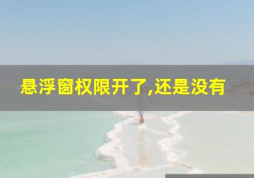 悬浮窗权限开了,还是没有