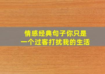 情感经典句子你只是一个过客打扰我的生活