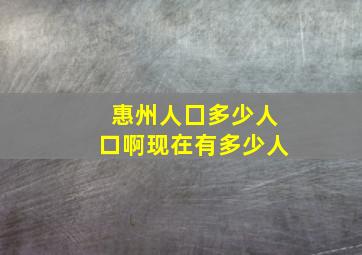 惠州人囗多少人口啊现在有多少人