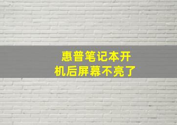 惠普笔记本开机后屏幕不亮了