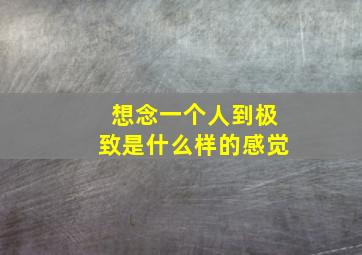 想念一个人到极致是什么样的感觉